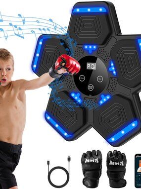 Smart Bluetooth Music Boxing Machine Wall Mounted Punching Pad with Gloves